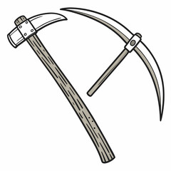 Pickaxe and scythe tools weapon agriculture