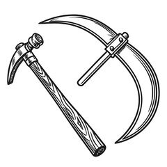 Hammer and scythe illustration tool agriculture