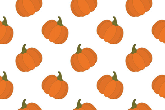  Seamless vector pattern with hand-drawn orange pumpkins Cute festive autumn and Halloween background design perfect for wrapping paper, fabric, seasonal decor fall-themed projects Isolated background