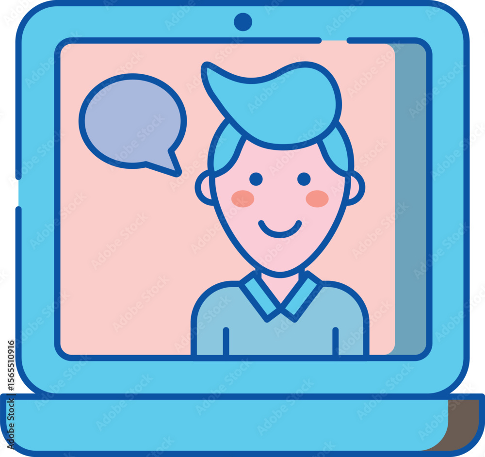 Poster modern live chat communication icon design representing online conversation and customer support sui