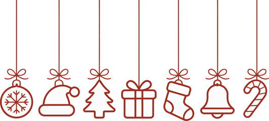 Merry Christmas Happy New Year Red Typography Design with Reindeer and Snowflakes