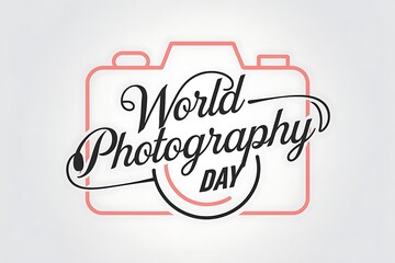 A stylish world photography day logo with a camera outline