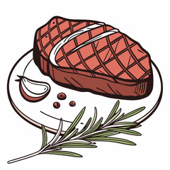 Grilled steak with rosemary and peppercorns meat food
