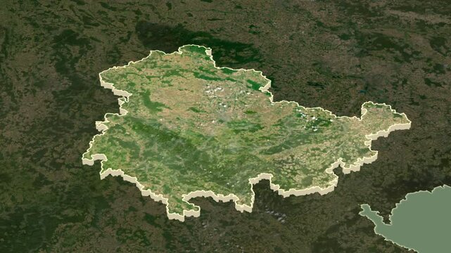 Thuringen region, Germany, extruded. Map animation