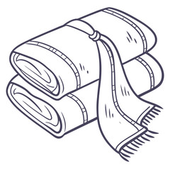Folded textiles with decorative fringe fabric stacked