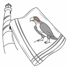Lighthouse and bird on cloth falcon raptor