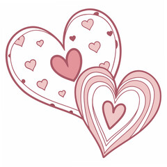 Two Pink Hearts With Pattern love romance