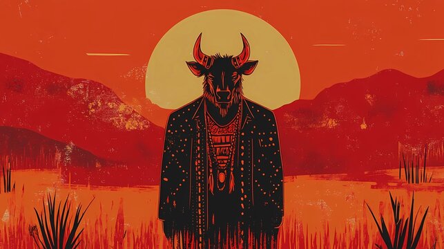 Fantasy minotaur face highlighted in close-up framing, showing scars, textured horns, and deep-set eyes.