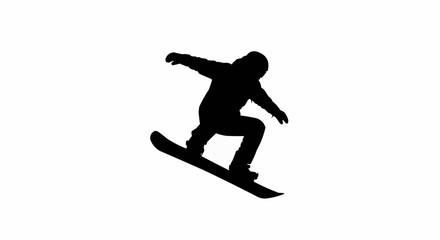 Snowboarder Jumping Silhouette Vector &ndash; Winter Sports, Extreme Action, and Snow Adventure Concepts