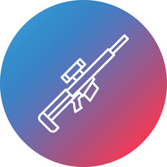 Sniper Rifle Line Gradient Circle Background Icon