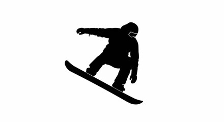 Fototapeta premium Snowboarder Jumping Silhouette Vector – Winter Sports, Extreme Action, and Snow Adventure Concepts
