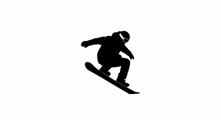 Snowboarder Jumping Silhouette Vector &ndash; Winter Sports, Extreme Action, and Snow Adventure Concepts