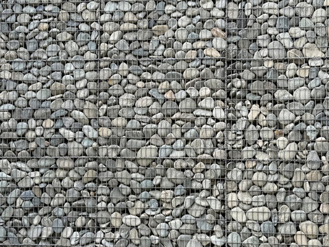 Gabion wall showcasing modern architectural design