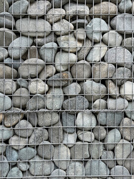 Gabion wall texture showcasing industrial design