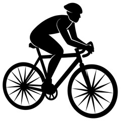 silhouette of a cyclist shilhoutte on white background