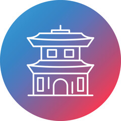 Obraz premium Temple Line Gradient Circle Background Icon