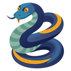 Naklejka premium A calm snake coiled up neatly, isolated on a clean white background, showing its serene and elegant form