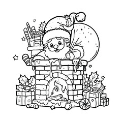 ute christmas candle with holly bold & easy cute christmas coloring page, bold & easy cozy winter coloring book pages, line art vector illustration, black and white designs, coloring book for all ages