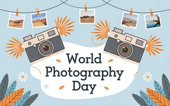 Vintage cameras celebrate world photography day with desert landscape photos - Powered by Adobe