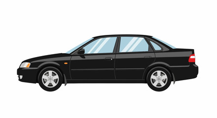 Fototapeta premium Sleek Black Four-Door Sedan, Side Profile View, Modern Design