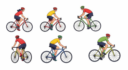 Naklejka premium Cyclists in Action: Colorful Road Bikes with Riders in Sportswear