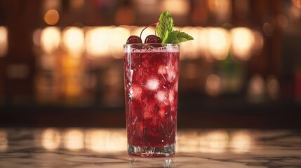 Refreshing Alcohol-Free Berry-Inspired Summer Cocktail: Elegant Presentation with Fresh Mint