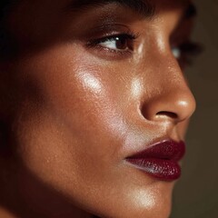 Naklejka premium Radiant Skin Beauty: Glow with Elegance in Light and Shadow Contrast