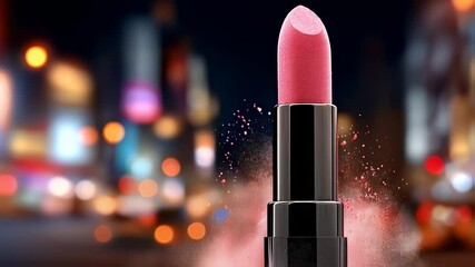 Creative makeup demonstration in a bustling urban setting at night