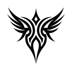 Abstract tribal phoenix bird tattoo style silhouette vector illustration