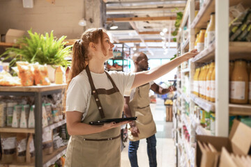 Eco-friendly store with diverse products and natural decor