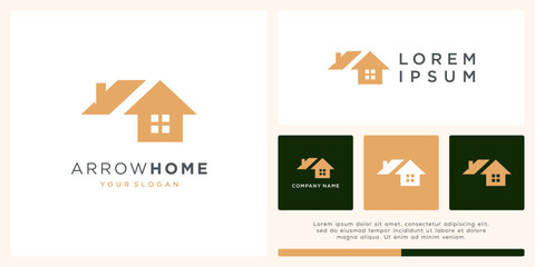 Unique arrow home logo design for marketing solution