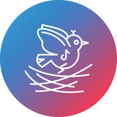 Brids in Nest Line Gradient Circle Background Icon