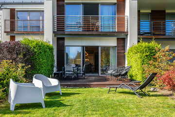 
cozy terrace and villa exterior, 3d render
