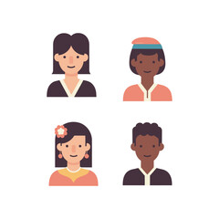 Flat Vector of Diverse Avatar Portraits in Flat Style