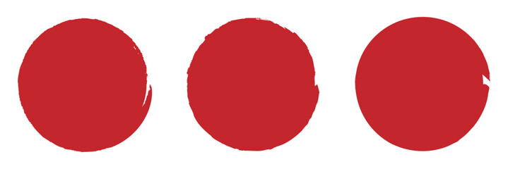 Grunge circles brush set. red circle frames. Round line of red paint. Grunge round shapes. Circular ink brush stroke for design elements.  Grunge round shapes. Grunge banner and paint brush stamps.