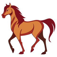 Obraz premium Stylized Brown Horse Illustration on White Background