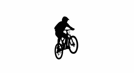 Obraz premium Mountain Biker Jumping Silhouette Vector – Extreme Sport, Trail Adventure, and Outdoor Cycling Concepts