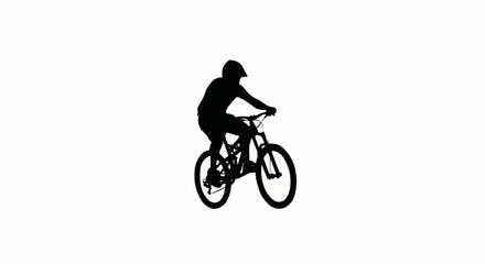 Mountain Biker Jumping Silhouette Vector &ndash; Extreme Sport, Trail Adventure, and Outdoor Cycling Concepts
