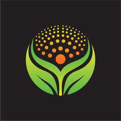Vibrant Agriculture Theme Design with Green Leaves and Orange Circle Highlights

