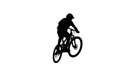 Fototapeta premium Mountain Biker Jumping Silhouette Vector – Extreme Sport, Trail Adventure, and Outdoor Cycling Concepts