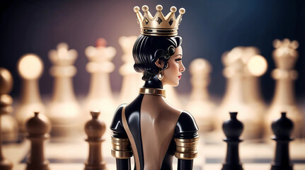 ceramic woman as chess queen