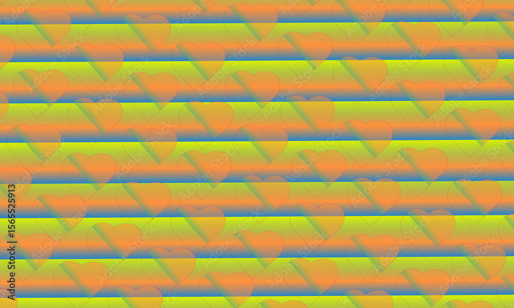 Poster gradient heart pattern with horizontal stripes and shadows