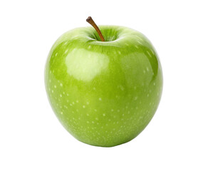 A close up of a single green apple isolated on a seamless dark black background setting