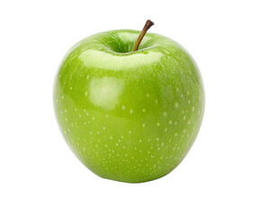 Close up of a fresh green apple with a black background and visible texture on the apple skin