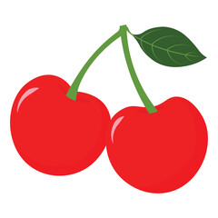 Red Cherry Vector Illustration on a White Background
