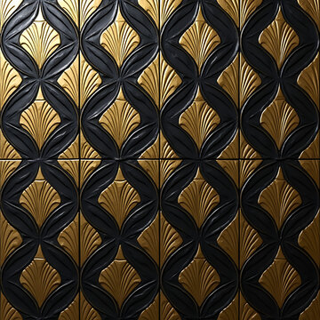 Black and Gold Art Deco Wall Panel