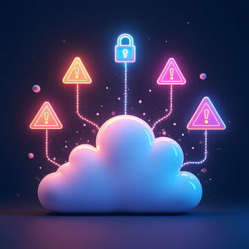 Cloud Security Icon with Data Protection Symbols