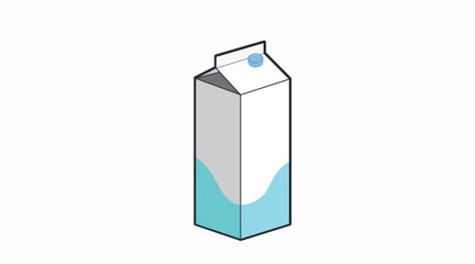 Milk Box Color Icon. Vector editable color flat illustration of a box of milk