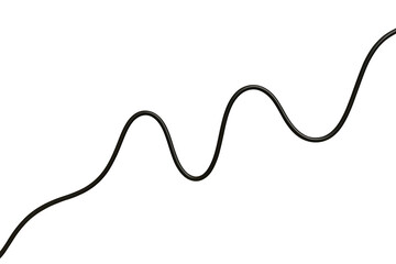 Looping Black Electrical Cord on White Background