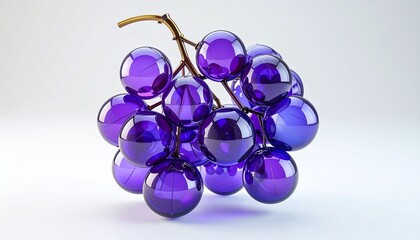 Purple Glass Grape Cluster 3D Rendering Illustration